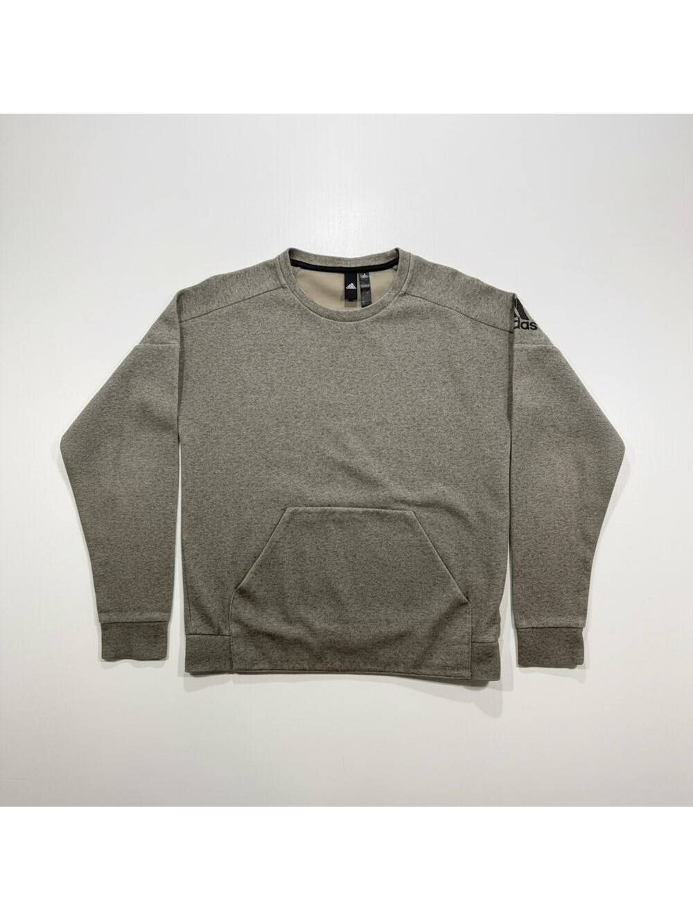 adidas Mens Medium Gray Crewneck Sweatshirt Kangaroo Pocket Pullover